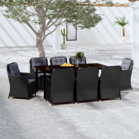 Juego de comedor de jardín 9 piezas negro de , Conjuntos de jardín - Ref: Foro24-3099564, Precio: 1,00 €