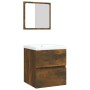 Armario de lavabo con lavamanos y espejo color roble ahumado von , Badezimmerwaschtische - Ref: Foro24-3114176, Preis: 131,08...