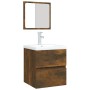 Armario de lavabo con lavamanos y espejo color roble ahumado von , Badezimmerwaschtische - Ref: Foro24-3114176, Preis: 131,08...