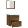 Armario de lavabo con lavamanos y espejo color roble ahumado von , Badezimmerwaschtische - Ref: Foro24-3114176, Preis: 131,08...