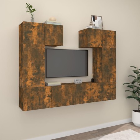 Set de muebles de TV 6 pzas madera contrachapada roble ahumado von , TV-Möbel - Ref: Foro24-3114459, Preis: 177,95 €, Rabatt: %