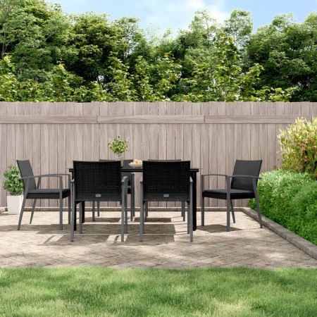 Juego comedor jardín 7 piezas y cojines ratán sintético y acero von , Gartensets - Ref: Foro24-3186996, Preis: 593,37 €, Raba...