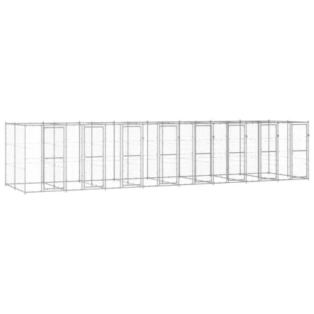 Perrera de exterior de acero galvanizado 19,36 m² de vidaXL, Casetas y cercados para perros - Ref: Foro24-3082288, Precio: 1,...