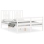White solid wood bed frame with headboard 140x200 cm by vidaXL, Beds and slatted bases - Ref: Foro24-3194572, Price: 146,00 €...