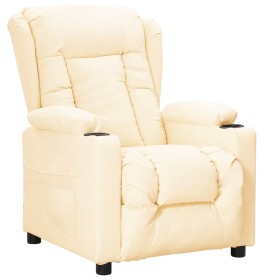 Sillón reclinable de cuero sintético crema