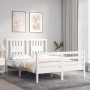 Weißer Massivholzbettrahmen mit Kopfteil 140x200 cm von vidaXL, Betten und Lattenroste - Ref: Foro24-3194572, Preis: 146,00 €...