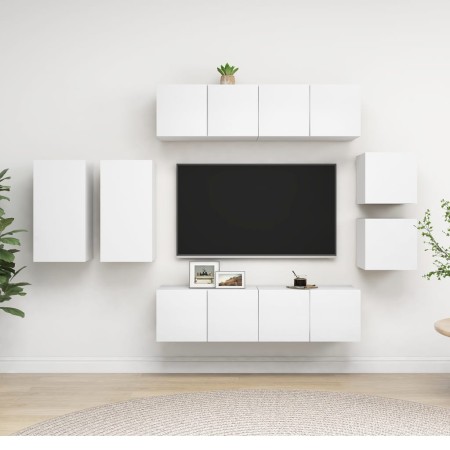 Set de mueble para TV de 8 piezas madera contrachapada blanco von , TV-Möbel - Ref: Foro24-3078704, Preis: 254,51 €, Rabatt: %