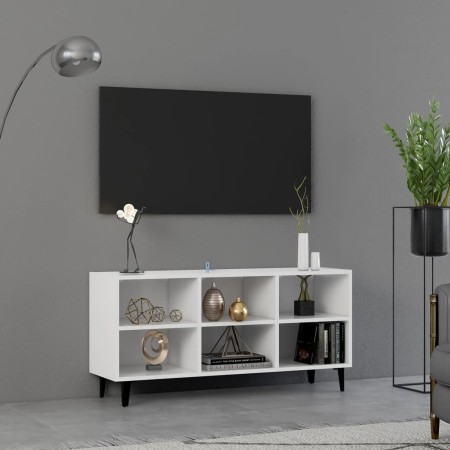 Mueble de TV con patas de metal blanco 103,5x30x50 cm