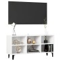 Mueble de TV con patas de metal blanco 103,5x30x50 cm