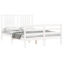 White solid wood bed frame with headboard 140x200 cm by vidaXL, Beds and slatted bases - Ref: Foro24-3194572, Price: 146,00 €...