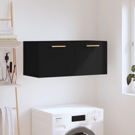Armario de pared madera de ingeniería negro 80x36,5x35 cm by , Lockers and storage cabinets - Ref: Foro24-830061, Price: 47,7...