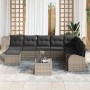 Conjunto de sofá de jardín con cojín 9 pcs Gris Poliratán