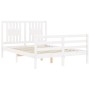 Weißer Massivholzbettrahmen mit Kopfteil 140x200 cm von vidaXL, Betten und Lattenroste - Ref: Foro24-3194572, Preis: 146,00 €...