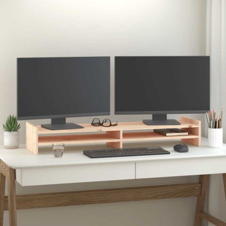 Soporte para monitor madera maciza de pino 100x27x15 cm by , Computer bases and risers - Ref: Foro24-814024, Price: 34,33 €, ...