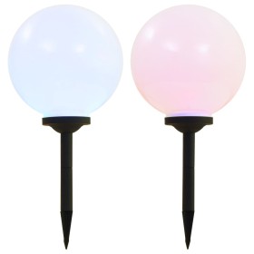Lámparas solares esféricas de exterior 2 uds LED RGB 30 cm