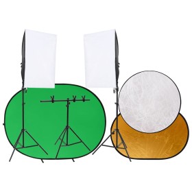 Kit de estudio fotográfico con luces, fondo y reflector by , Flashes and studio lighting - Ref: Foro24-3144004, Price: 219,20...
