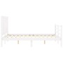 White solid wood bed frame with headboard 140x200 cm by vidaXL, Beds and slatted bases - Ref: Foro24-3194572, Price: 146,00 €...