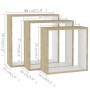 Estantes cubo de pared 3 unidades blanco y roble Sonoma by , Shelves and shelves - Ref: Foro24-326720, Price: 32,22 €, Discou...