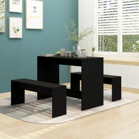 Set de muebles de baño 3 piezas madera de ingeniería negro