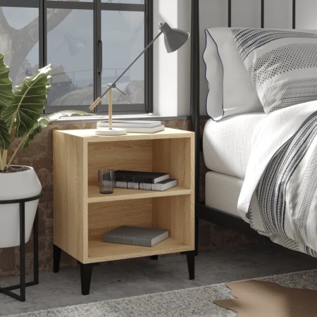 Mesita de noche y patas de metal roble Sonoma 40x30x50 cm by , Nightstands - Ref: Foro24-805803, Price: 36,01 €, Discount: %