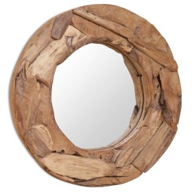 Espejo decorativo redondo teca 60 cm de , Espejos - Ref: Foro24-244560, Precio: 135,51 €, Descuento: -5%%