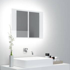 Armario espejo de baño LED acrílico blanco brillo 60x12x45 cm de , Tocadores de baño - Ref: Foro24-804961, Precio: 51,72 €, D...