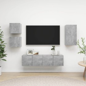Set de muebles de salón 5 pzas madera ingeniería gris hormigón von , TV-Möbel - Ref: Foro24-3079115, Preis: 129,37 €, Rabatt: %