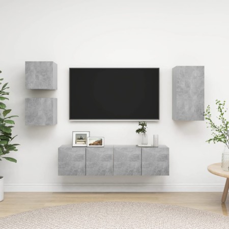 Set de muebles de salón 5 pzas madera ingeniería gris hormigón von , TV-Möbel - Ref: Foro24-3079115, Preis: 129,37 €, Rabatt: %