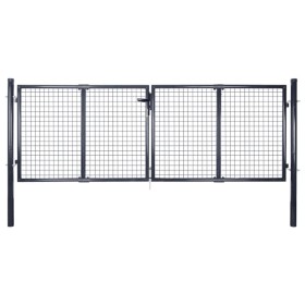 Puerta de malla de jardín acero galvanizado gris 289x125 cm by , garden gates - Ref: Foro24-143364, Price: 402,28 €, Discount: %