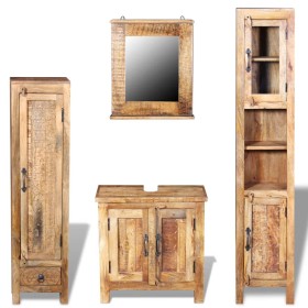 Mueble de tocador con espejo 2 armarios auxiliares madera mango de , Muebles de baño - Ref: Foro24-243463, Precio: 853,09 €, ...