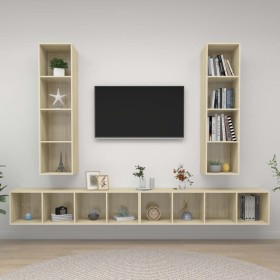Muebles de salón de pared 4 pzas madera ingeniería roble Sonoma von , TV-Möbel - Ref: Foro24-3079892, Preis: 234,80 €, Rabatt...