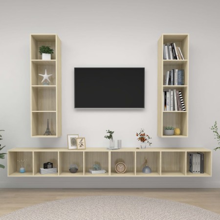 Muebles de salón de pared 4 pzas madera ingeniería roble Sonoma von , TV-Möbel - Ref: Foro24-3079892, Preis: 234,80 €, Rabatt...