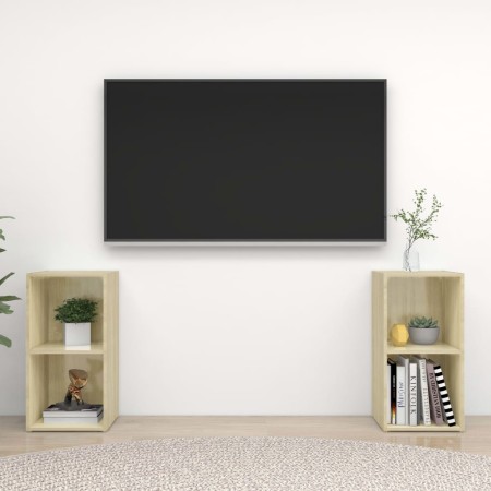 Muebles de salón de pared 2 pzas madera ingeniería roble Sonoma by , TV Furniture - Ref: Foro24-3079901, Price: 63,42 €, Disc...