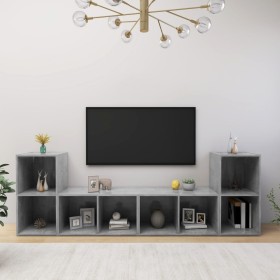 Muebles de salón 4 pzas madera ingeniería gris