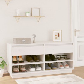 Mueble zapatero de madera maciza de pino blanco 110x34x52 cm by , Shoe racks and shoe organizers - Ref: Foro24-814445, Price:...