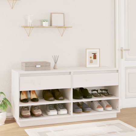 Mueble zapatero de madera maciza de pino blanco 110x34x52 cm by , Shoe racks and shoe organizers - Ref: Foro24-814445, Price:...