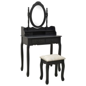 Juego de tocador y taburete madera paulownia negro 75x69x140 cm by , Bedroom Dressers - Ref: Foro24-289316, Price: 153,86 €, ...