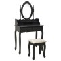 Juego de tocador y taburete madera paulownia negro 75x69x140 cm by , Bedroom Dressers - Ref: Foro24-289316, Price: 153,86 €, ...