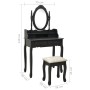 Juego de tocador y taburete madera paulownia negro 75x69x140 cm by , Bedroom Dressers - Ref: Foro24-289316, Price: 153,86 €, ...