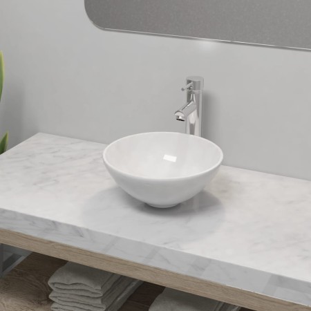 Lavabo de baño con grifo mezclador cerámica redondo blanco by , Sinks - Ref: Foro24-275494, Price: 88,74 €, Discount: %
