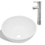 Lavabo de baño con grifo mezclador cerámica redondo blanco de , Lavabos - Ref: Foro24-275494, Precio: 85,01 €