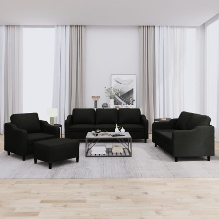 Juego de sofás con cojines 4 piezas tela negro von , Sofas - Ref: Foro24-3201782, Preis: 654,96 €, Rabatt: %