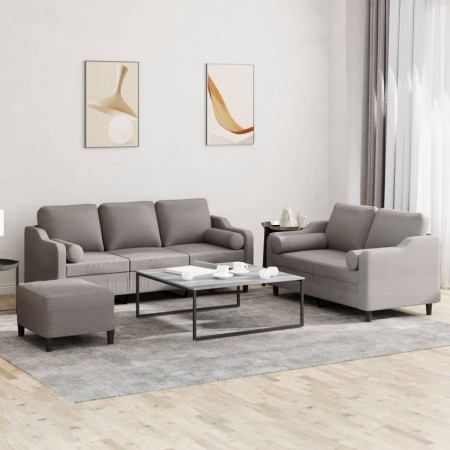 Juego de sofás con cojines 3 piezas tela gris taupe by , Sofas - Ref: Foro24-3201865, Price: 552,07 €, Discount: %