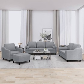 Juego de sofás con cojines 4 piezas tela gris claro von , Sofas - Ref: Foro24-3201794, Preis: 702,66 €, Rabatt: -5%%