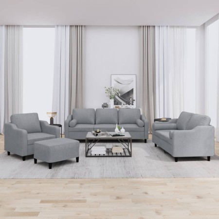 Juego de sofás con cojines 4 piezas tela gris claro by , Sofas - Ref: Foro24-3201794, Price: 678,17 €, Discount: %