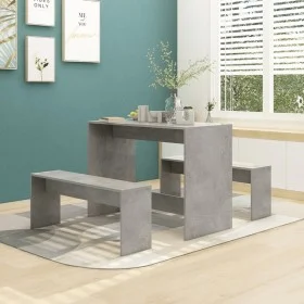 3-piece dining set plywood gray concrete by vidaXL, Furniture sets for kitchens and dining rooms - Ref: Foro24-809480, Price:...