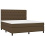Cama box spring colchón luces LED tela marrón oscuro 180x200cm