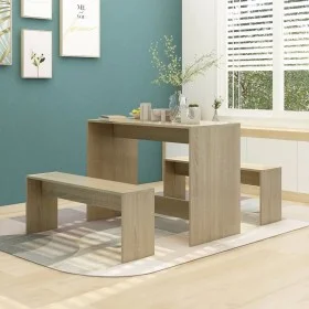 Sonoma oak plywood 3-piece dining set by vidaXL, Furniture sets for kitchens and dining rooms - Ref: Foro24-809479, Price: 89...