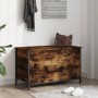 Banco almacenaje madera ingeniería roble ahumado 80x42,5x50 cm by , Benches for halls and storage - Ref: Foro24-839015, Price...