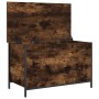 Banco almacenaje madera ingeniería roble ahumado 80x42,5x50 cm by , Benches for halls and storage - Ref: Foro24-839015, Price...